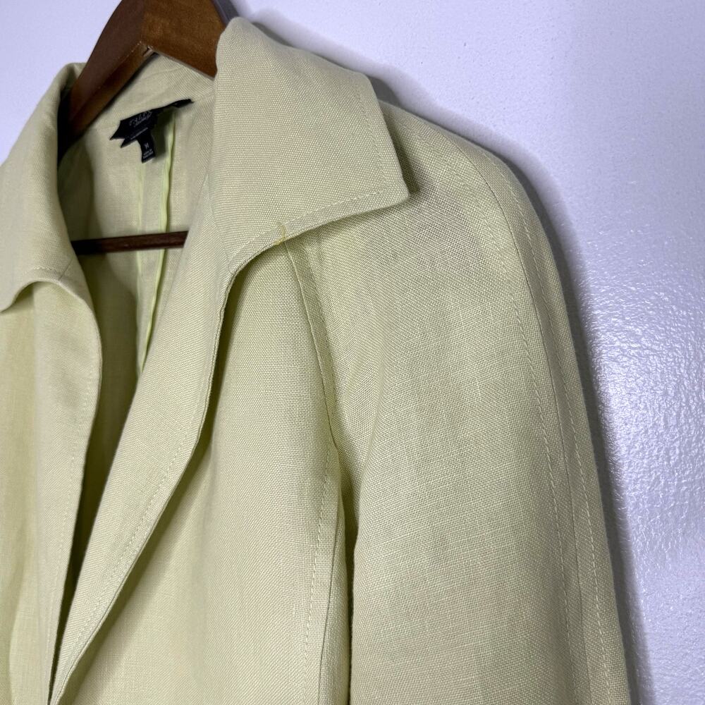 Talbots Jacket Womens Medium Yellow Pure Irish Linen Blazer Lightweight Spring
